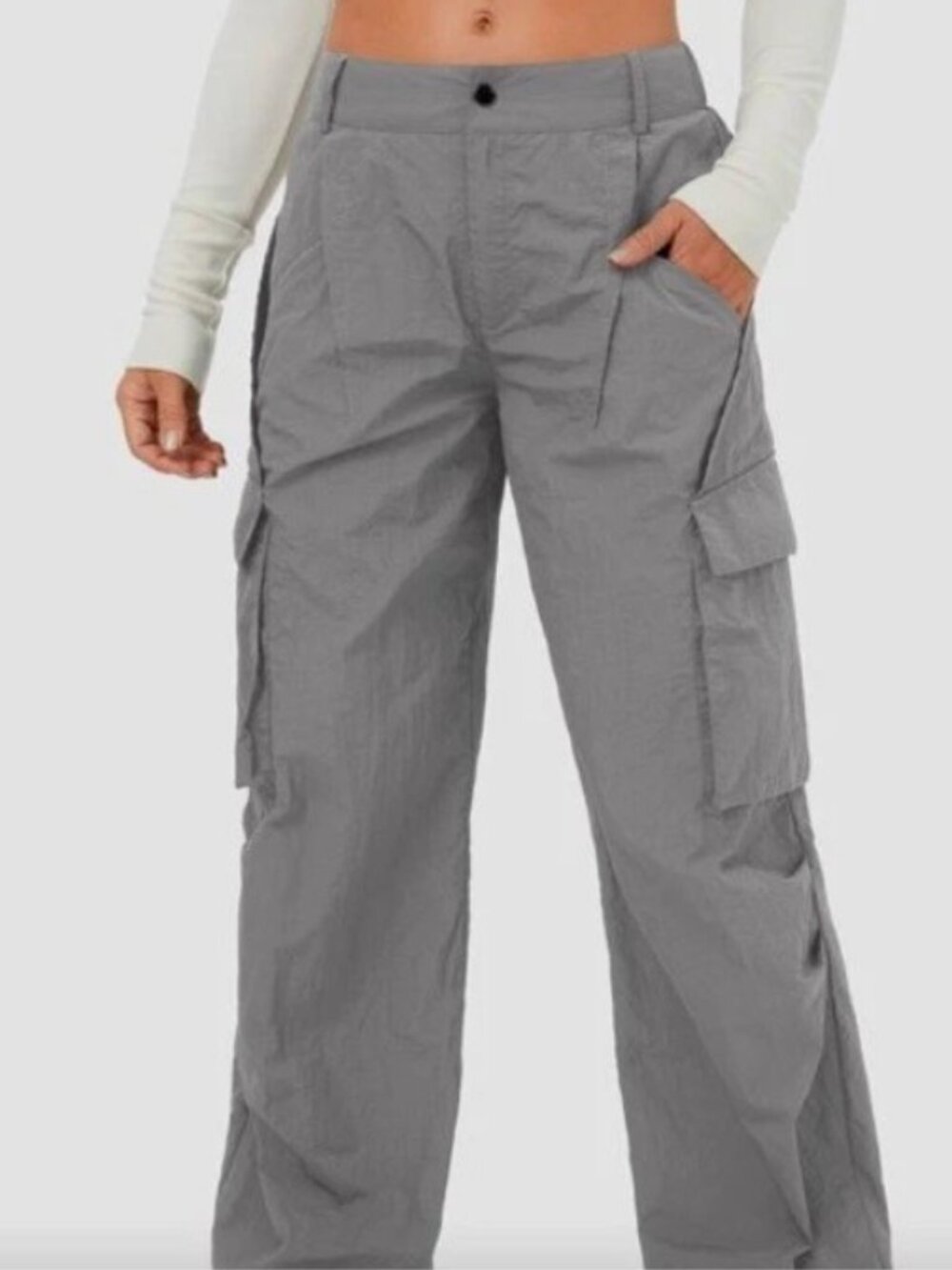 NWT Halara Grey Mid Rise Wide Leg Cargo Pant size large